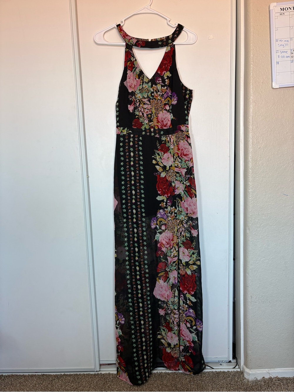Dizzy Lizzy Maxi Dress‎ Small Black Floral Cotton